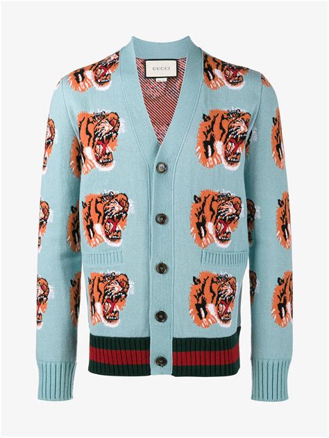 gucci blue tiger cardigan|gucci tiger clutch.